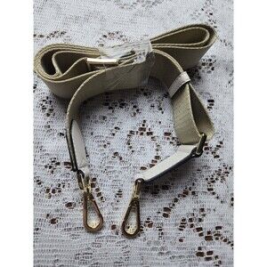 NEW Michael Kors LOGO Gold White Canvas Handbag Shoulder Webbing Strap Chambray